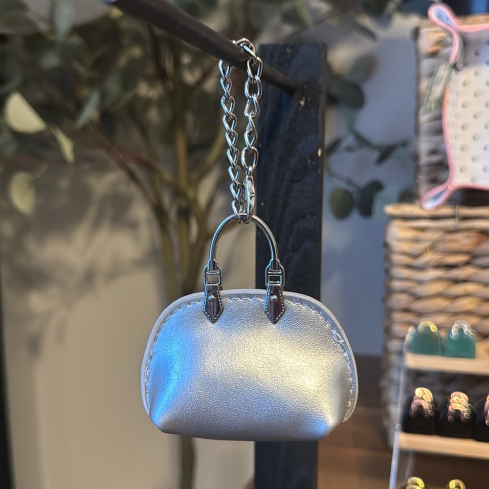 Mini Leather Purse Bag Charm (Silver) - Picture 3 of 6